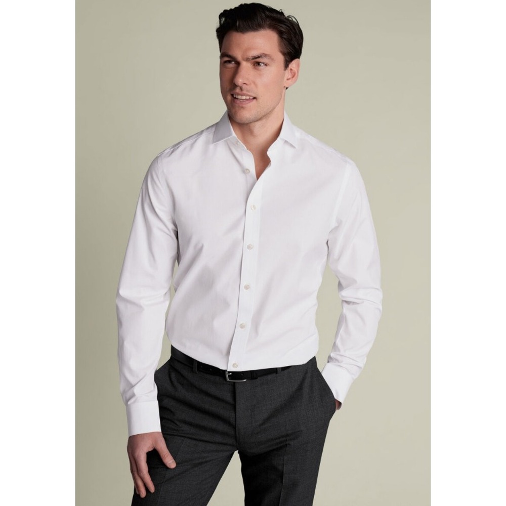 Charles Tyrwhitt White Non-Iron Stretch Poplin Slim Fit Shirt 16.5 / 33